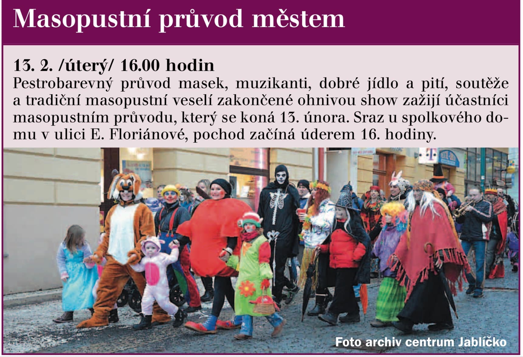 Jablonecký deník — Masopustní průvod městem