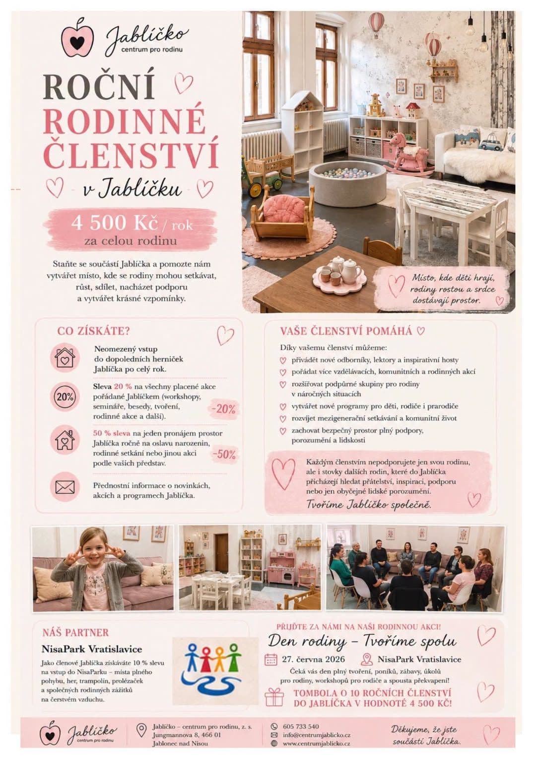 Roční rodinné členství v Jablíčku